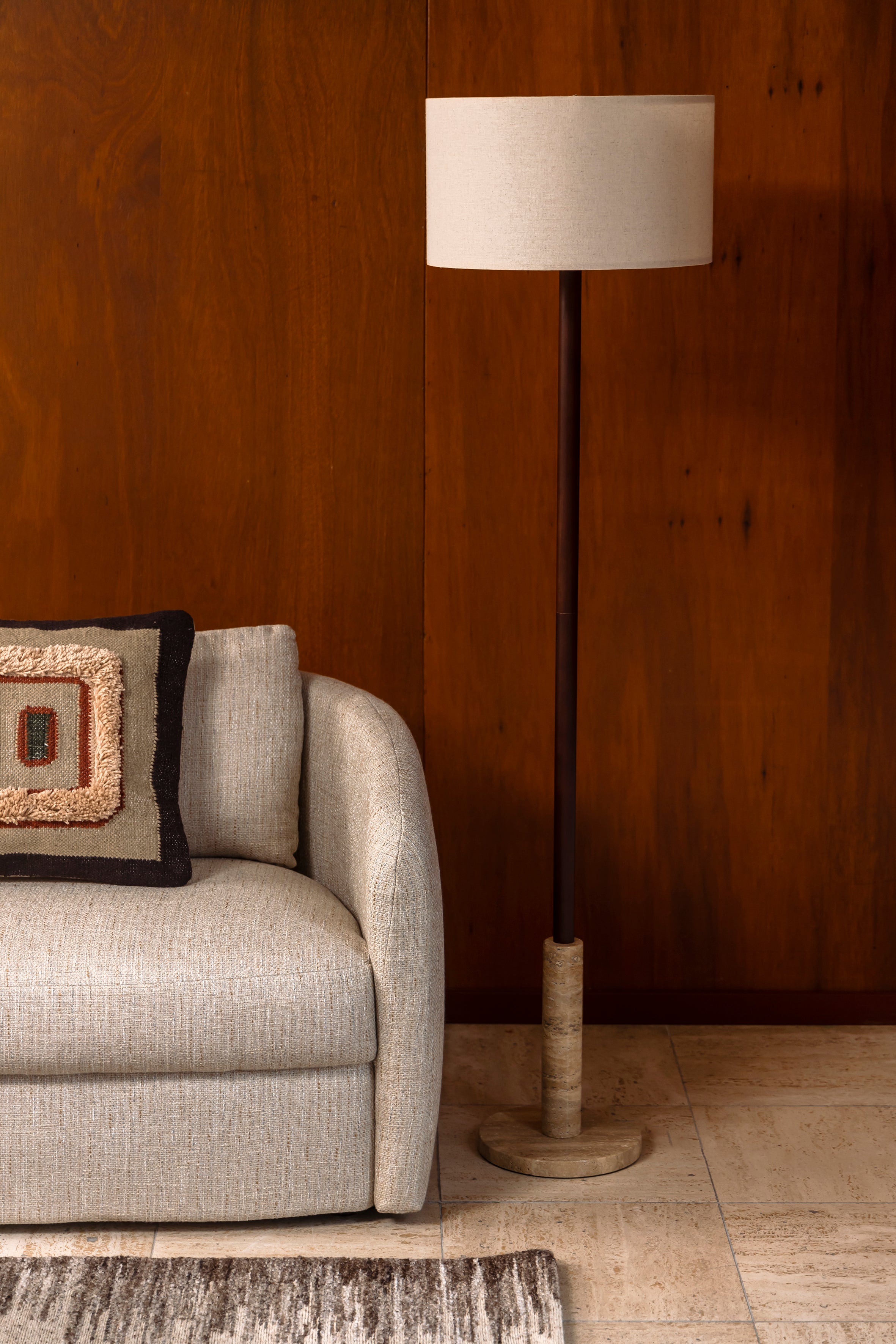 Dutchbone Yesckson Travertine Marble Floor Lamp